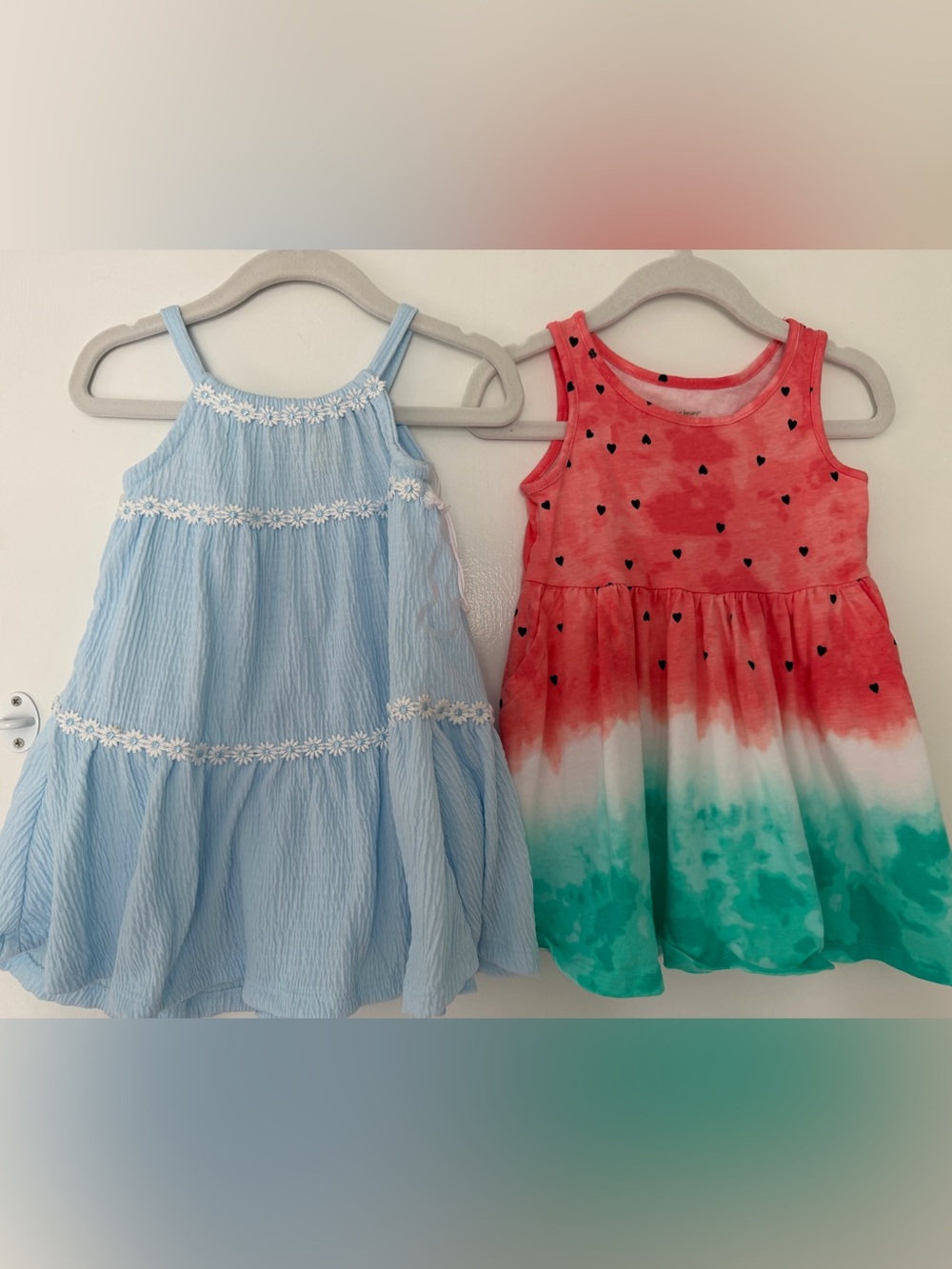 jumping beans Light Blue & Coral Tie-Dye Tank Dresses baby girl size 12m